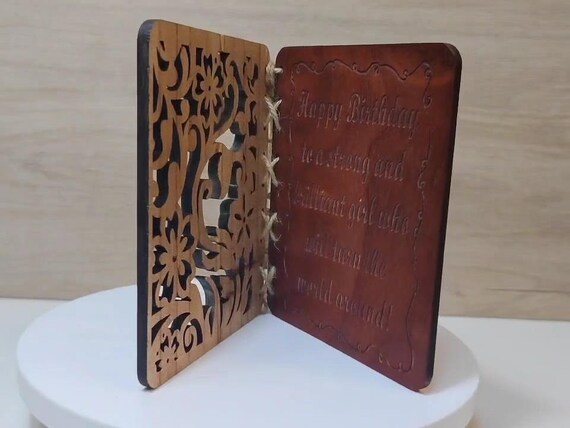 Custom made personalised real wood plaque card laser cut carved engraved wedding invitation birthday anniversary Christmas Mother’s Day