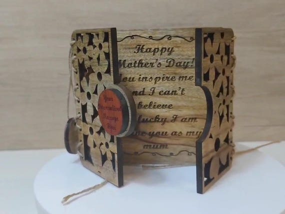 Custom made personalised real hard solid wood laser engraving plaque card wedding invitation valentine anniversary Christmas gift present