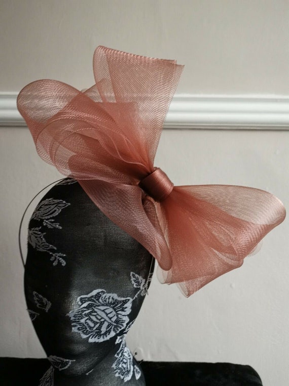 light pale caramel toffee brown  crin fascinator millinery burlesque headband wedding hat hair piece
