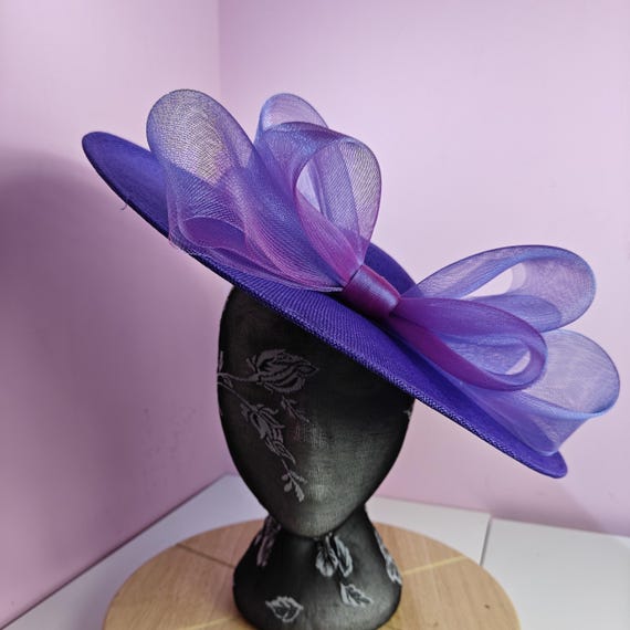 purple large fascinator millinery burlesque wedding hat headband party race cosplay handmade Kentucky Derby Royal Ascot