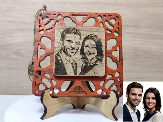 Custom made personalised real wood photo picture sign logo plaque card laser carved engraved wedding birthday anniversary valentine wedding