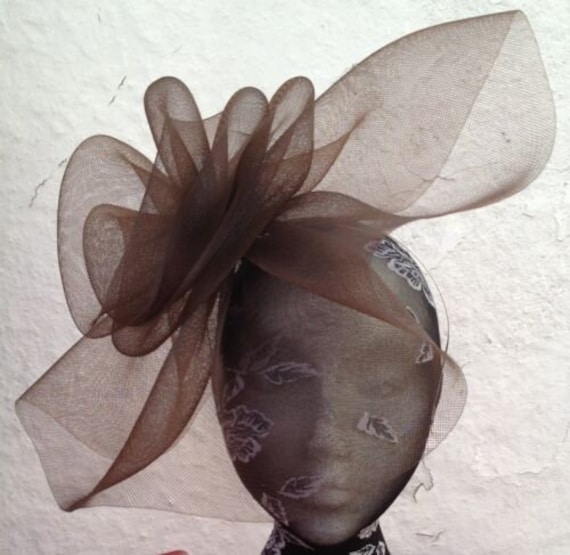 chocolate brown  crin fascinator millinery burlesque headband wedding hat hair piece