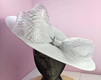 Elegant, off-white formal Kentucky Derby or church hat with silver beading! M489V ( Ivory Hat )kentucky Derby Hat, Church Hat, Wedding  main image 4
