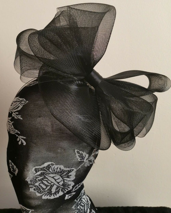 black feather fascinator millinery burlesque headband wedding hat hair piece