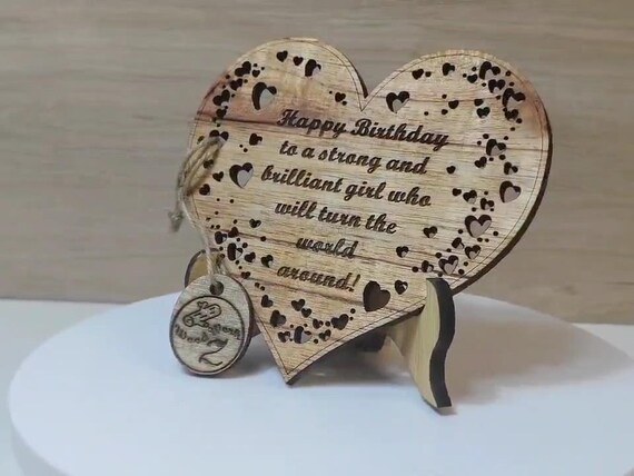 Custom made personalised real hard solid wood laser engraving plaque card wedding invitation valentine anniversary Christmas gift present