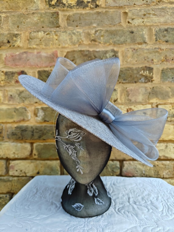 grey large fascinator millinery burlesque wedding hat headband party race cosplay handmade Kentucky Derby Royal Ascot