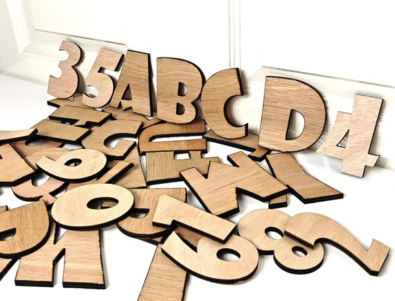 80mm laser cut wood letters craft unfinished alphabet numbers symbol capital Letter diy name painting wall door furniture decoration sign