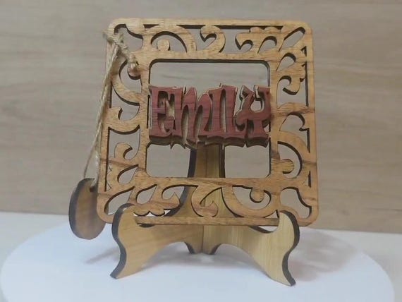 Custom made personalised real wood name stand plaque card laser cut carved wedding invitation birthday anniversary Christmas Mother’s Day