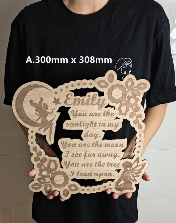 custom made personalised bespoke laser cut engraved wood picture photo name word wall door plaque letter number sign logo design wedding