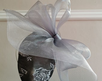 grey crin fascinator millinery burlesque headband wedding hat hair piece