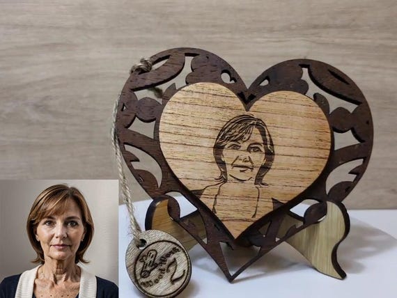 Custom made personalised real wood photo picture sign logo plaque card laser carved engraved wedding birthday anniversary valentine wedding