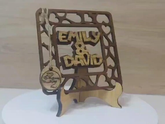 Custom made personalised real wood name stand plaque card laser cut carved wedding invitation birthday anniversary Christmas Mother’s Day