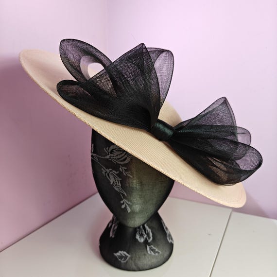 peach nude black large fascinator millinery burlesque wedding hat headband party race cosplay handmade Kentucky Derby Royal Ascot
