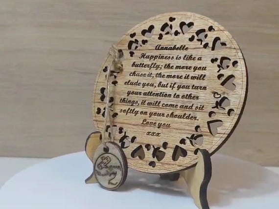Custom made personalised real wood plaque card laser cut carved engraved wedding invitation birthday anniversary Christmas Mother’s Day
