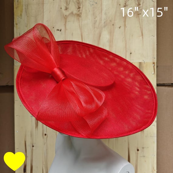 red fascinator millinery burlesque hatinator wedding hat headband party race derby ascot cosplay handmade wide brim big large