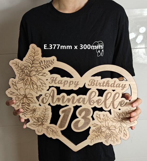 custom made personalised bespoke laser cut engraved wood picture photo name word wall door plaque letter number sign logo design wedding