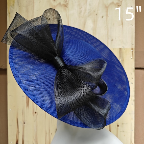 royal blue black fascinator millinery burlesque hatinator wedding hat headband party race derby ascot cosplay handmade wide brim big large