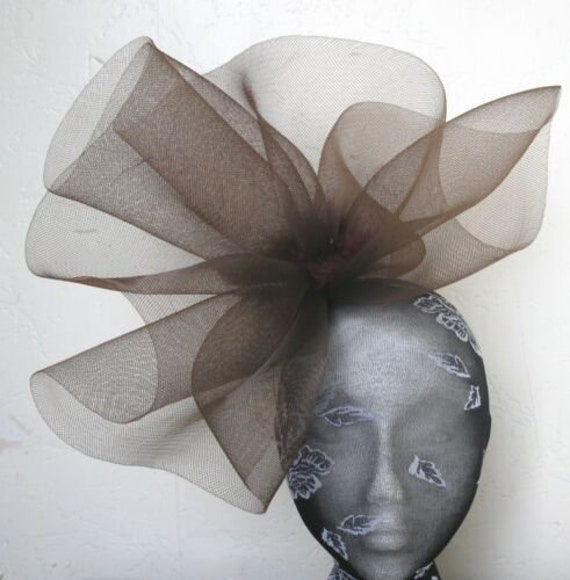 chocolate brown  crin fascinator millinery burlesque headband wedding hat hair piece