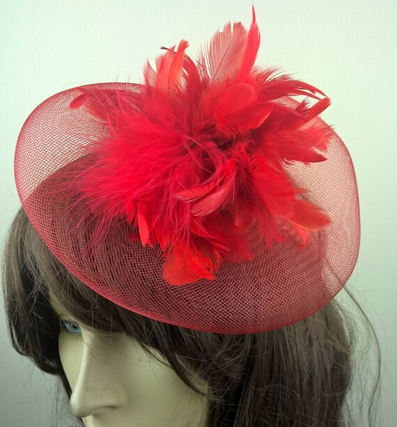 dark red maroon fascinator millinery burlesque wedding hat ascot race bridal