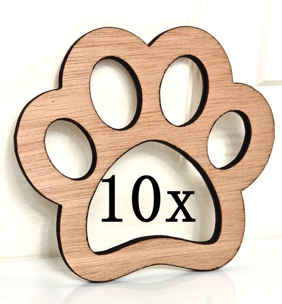 10 pcs x 133mm x 120mm cat paw laser cut wood plywood diy art craft wall door home furniture pet frame logo sign design unfinished painting