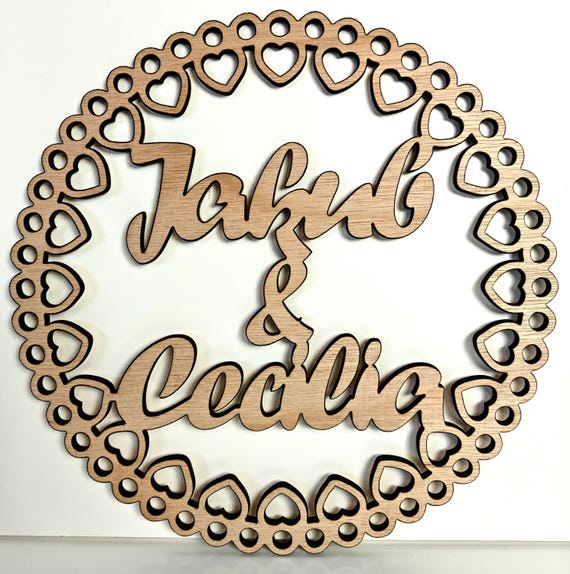 custom made personalised bespoke laser cut plywood wood name word wall door plaque letter number sign logo design service wedding party