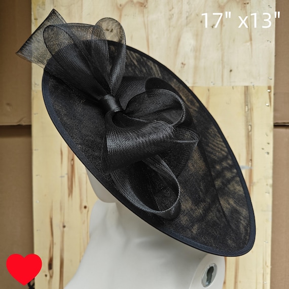 black fascinator millinery burlesque hatinator wedding hat headband party race derby ascot cosplay handmade wide brim big large