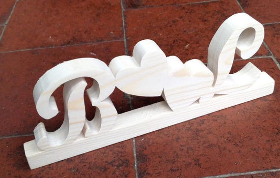 solid wood Personalized any name letter word sign symbol logo stand plaque block gift present sanded for painting home office wedding party
