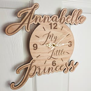 Reloj de pared personalizado de madera cortado con láser, grabado, con nombre, palabra, letra, mensaje, regalo de cumpleaños, aniversario de bodas