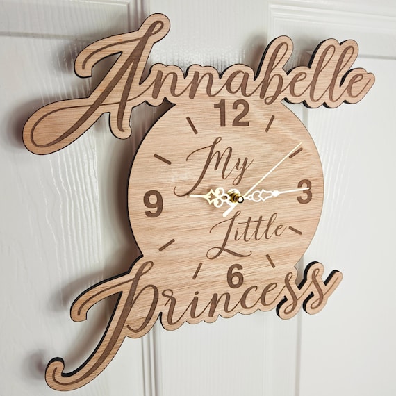 custom made personalised bespoke wood wooden laser cut engraved wall clock name word letter message birthday wedding anniversary gift