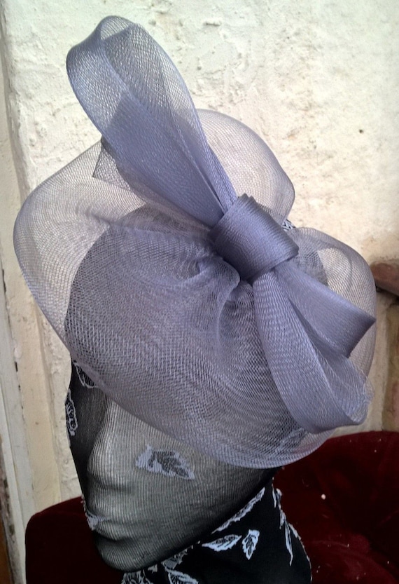 grey feather fascinator millinery burlesque headband wedding hat hair piece