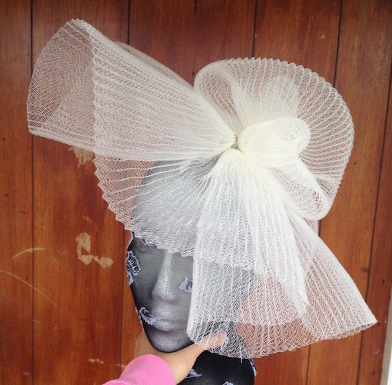 ivory feather fascinator millinery burlesque headband wedding hat hair piece