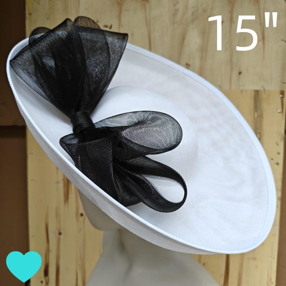 white black fascinator millinery burlesque hatinator wedding hat headband party race derby ascot cosplay handmade wide brim big large