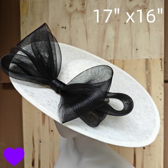 ivory black lace fascinator millinery burlesque hatinator wedding hat headband party race derby ascot cosplay handmade wide brim big large