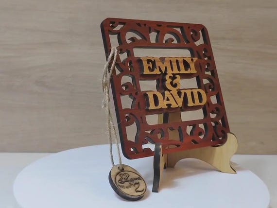 Custom made personalised real solid wood name plate table stand plaque laser cut carved logo sign office wedding birthday gift present