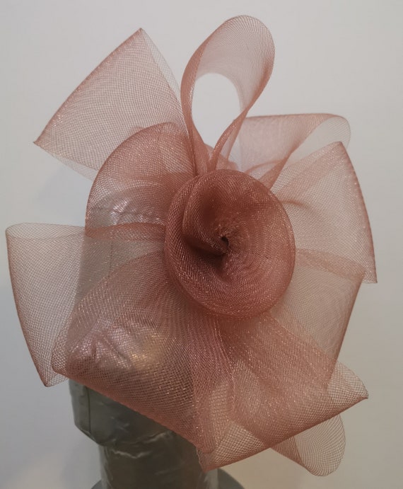 light pale caramel toffee brown  crin fascinator millinery burlesque headband wedding hat hair piece