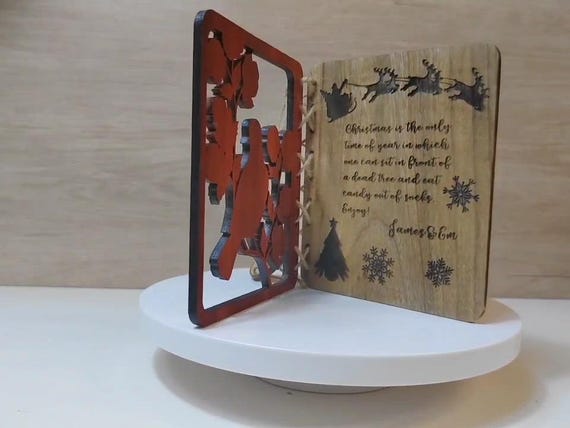 Custom made personalised real hard solid wood laser engraving plaque card wedding invitation valentine anniversary Christmas gift present