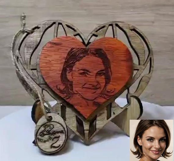 Custom made personalised real wood photo picture sign logo plaque card laser carved engraved wedding birthday anniversary valentine wedding