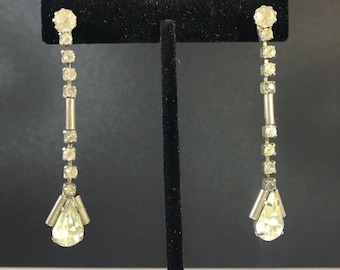 1940's Deco Paste Rhinestone Crystal Chandelier Earrings