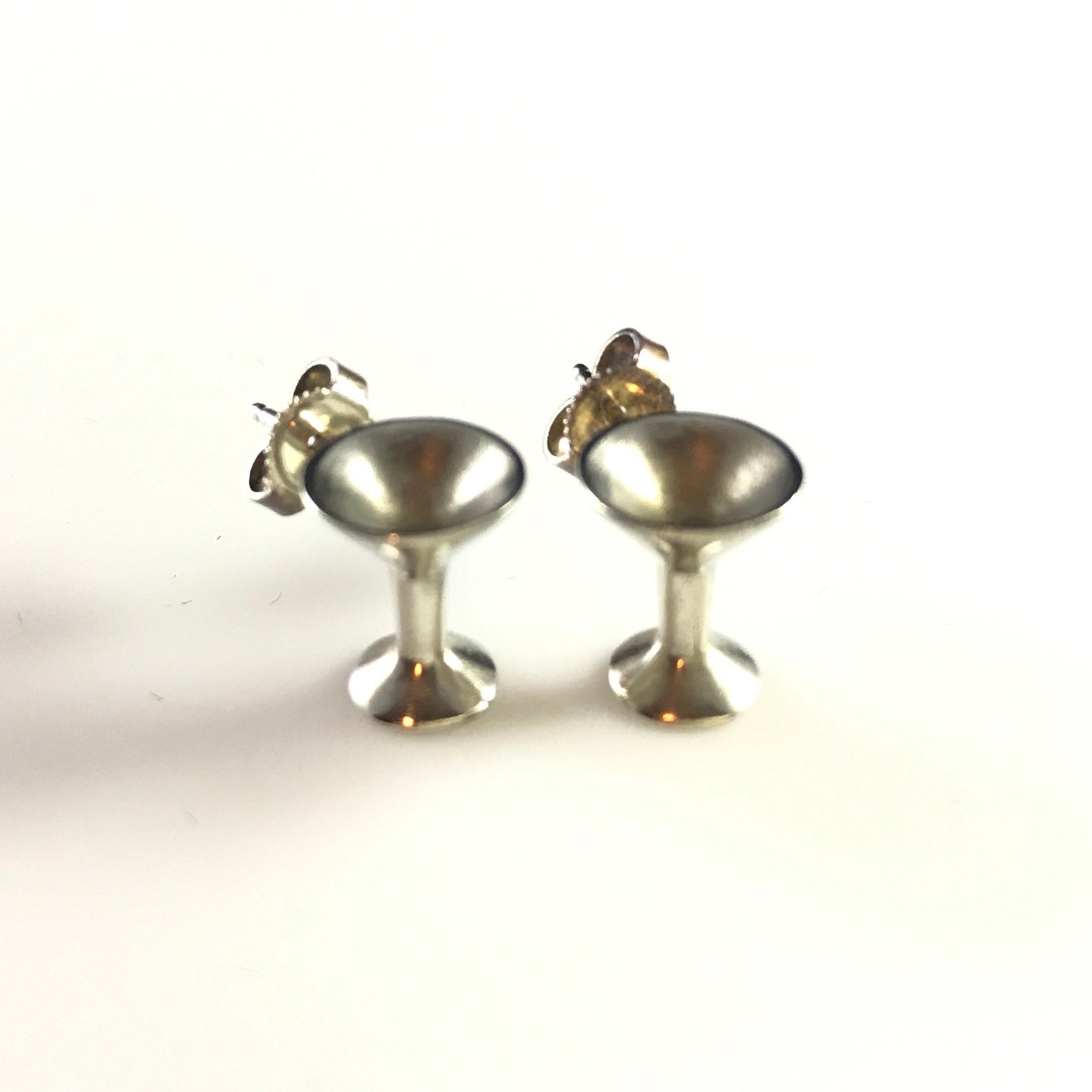Linda Hesh Martini Glass Earrings in Sterling Silver Signed Etsy