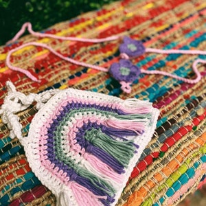 Crochet boho rainbow crop top for kids