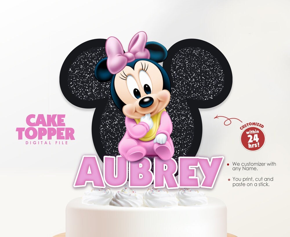 Minnie Mouse Cake Topper, Pink Minnie Mouse Birthday Cake Topper, Minnie  Mouse Cake Topper Printable, Minnie Mouse Birthday Girl Decoration 