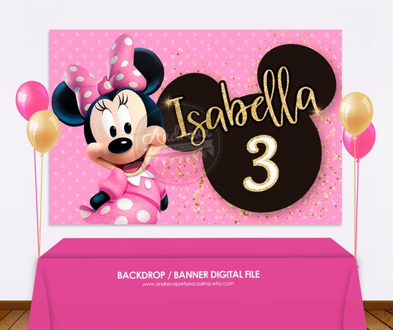 Sfondo compleanno Minnie, sfondo personalizzato, festa Minnie