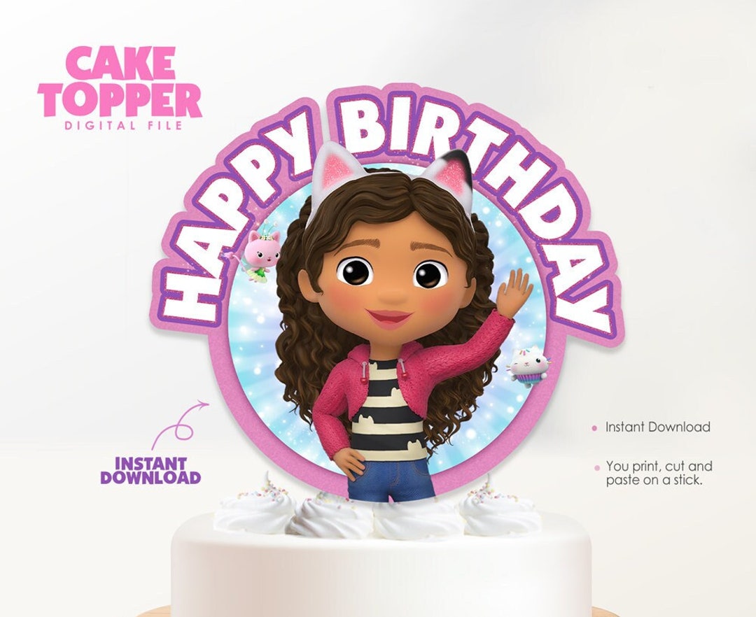 Gabby's Dollhouse Birthday Cake Topper Template Printable