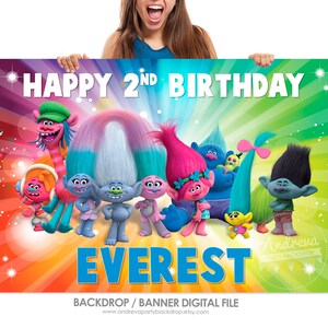 Trolls Birthday Banner Printable Trolls Party Trolls Banner - Etsy