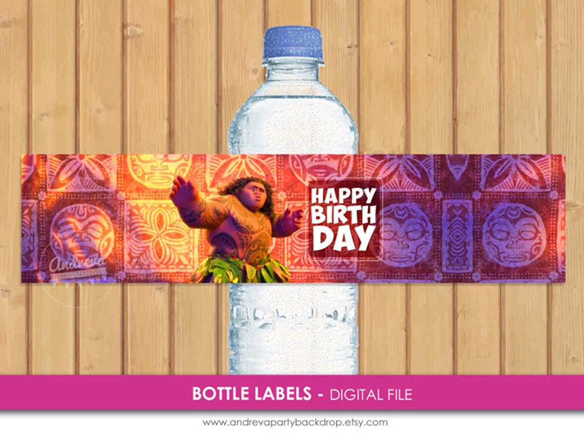 Moana Maui Water Bottle Labels Moana Maui Printable Birthday | Etsy