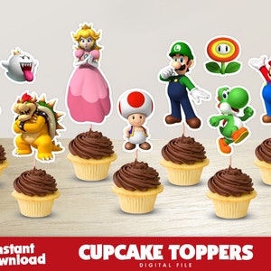 Super Mario Birthday Party Cupcake Topper, Instant Download Cupcake ...