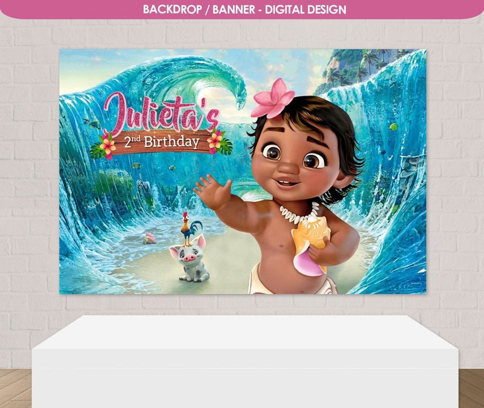 Baby Moana Backdrop Moana First Birthday Birthday Etsy