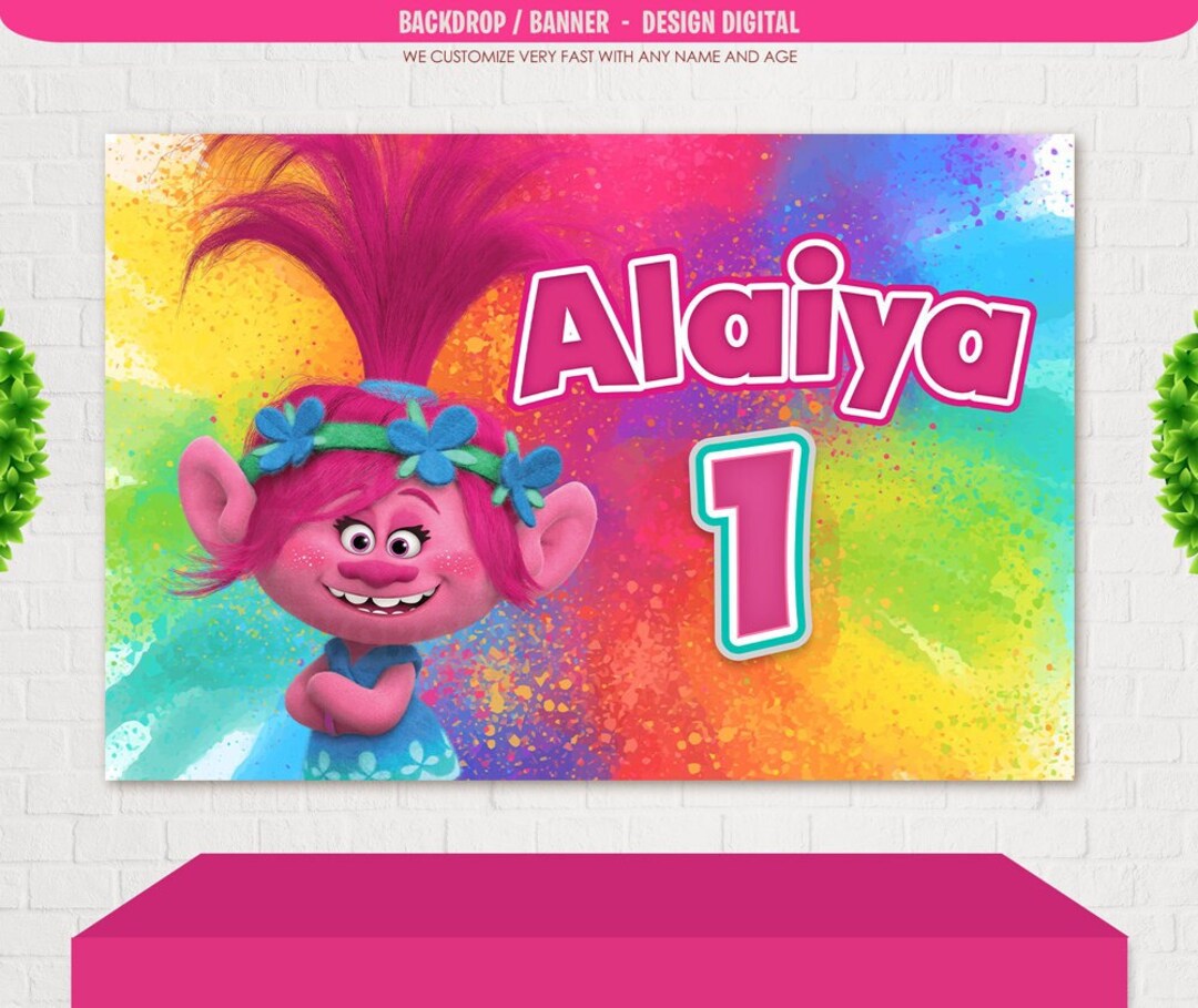 Trolls Birthday Banner Printable Trolls Poppy Party Trolls - Etsy