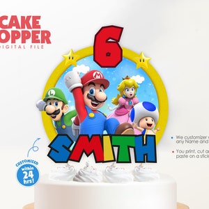 Super Mario Cake Topper, Custom Cake Topper, Super Mario Birthday Party ...