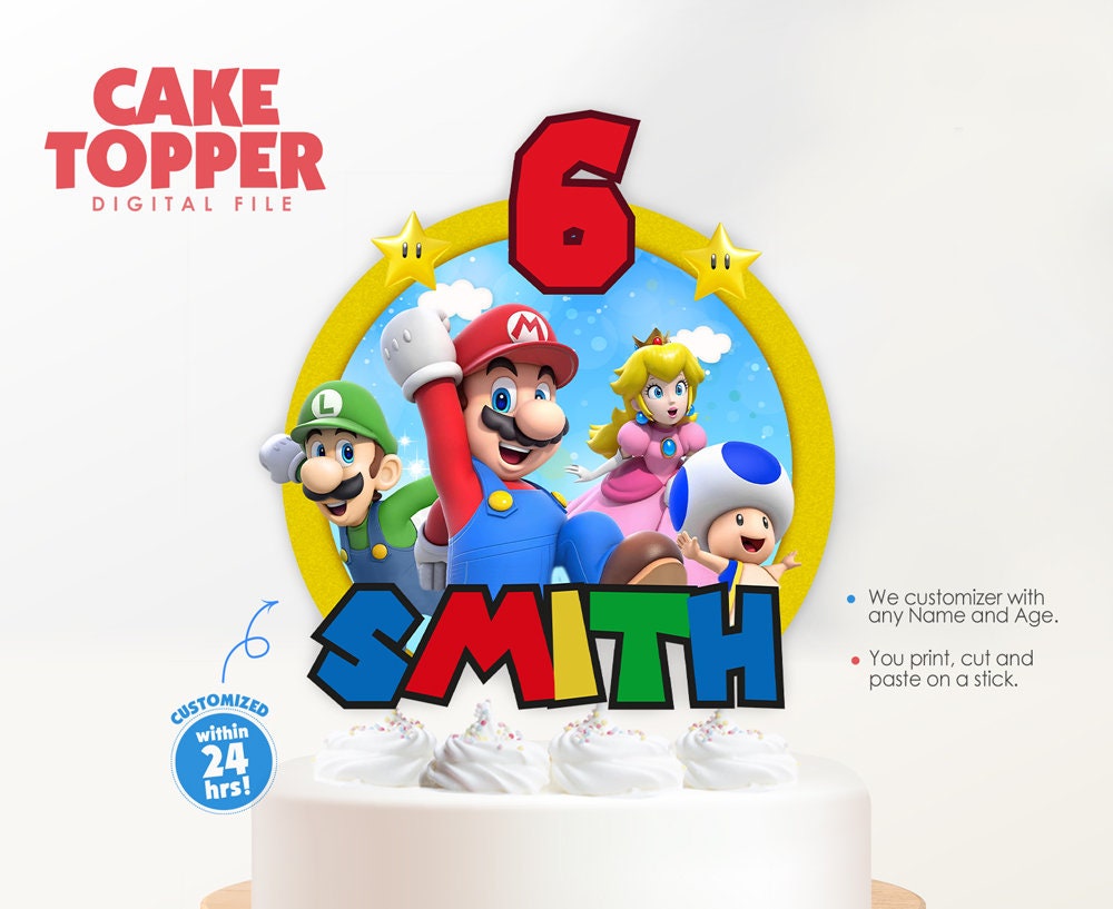 Super Mario Birthday Party cake topper, topper torta Download istantaneo, Super  Mario stampabile, File digitale Super Mario -  Italia